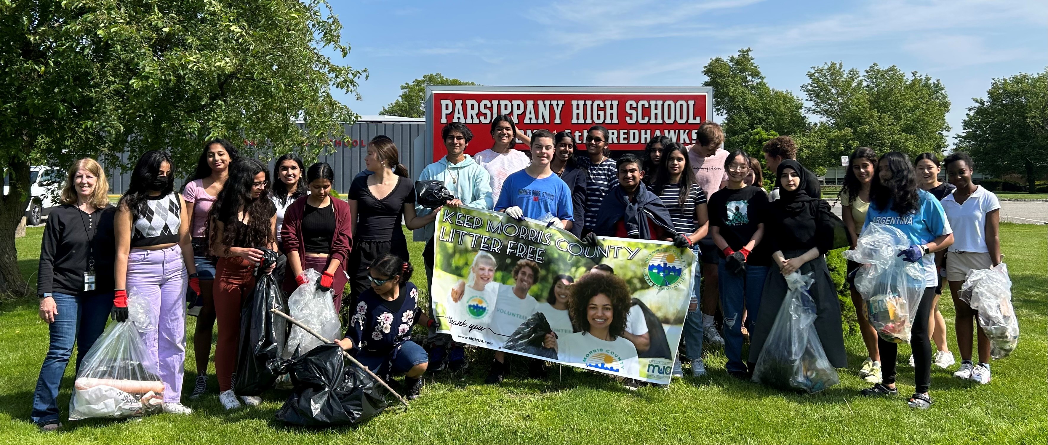 image Students and teachers from the Parsippany-Troy Hills High School participated in the 2023 Keep Morris County Litter Free grant for schools